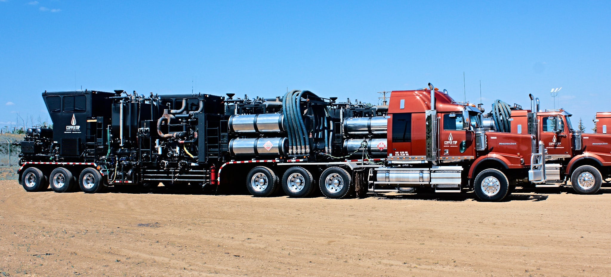Copper Tip Energy Services twin fluid pump units on location