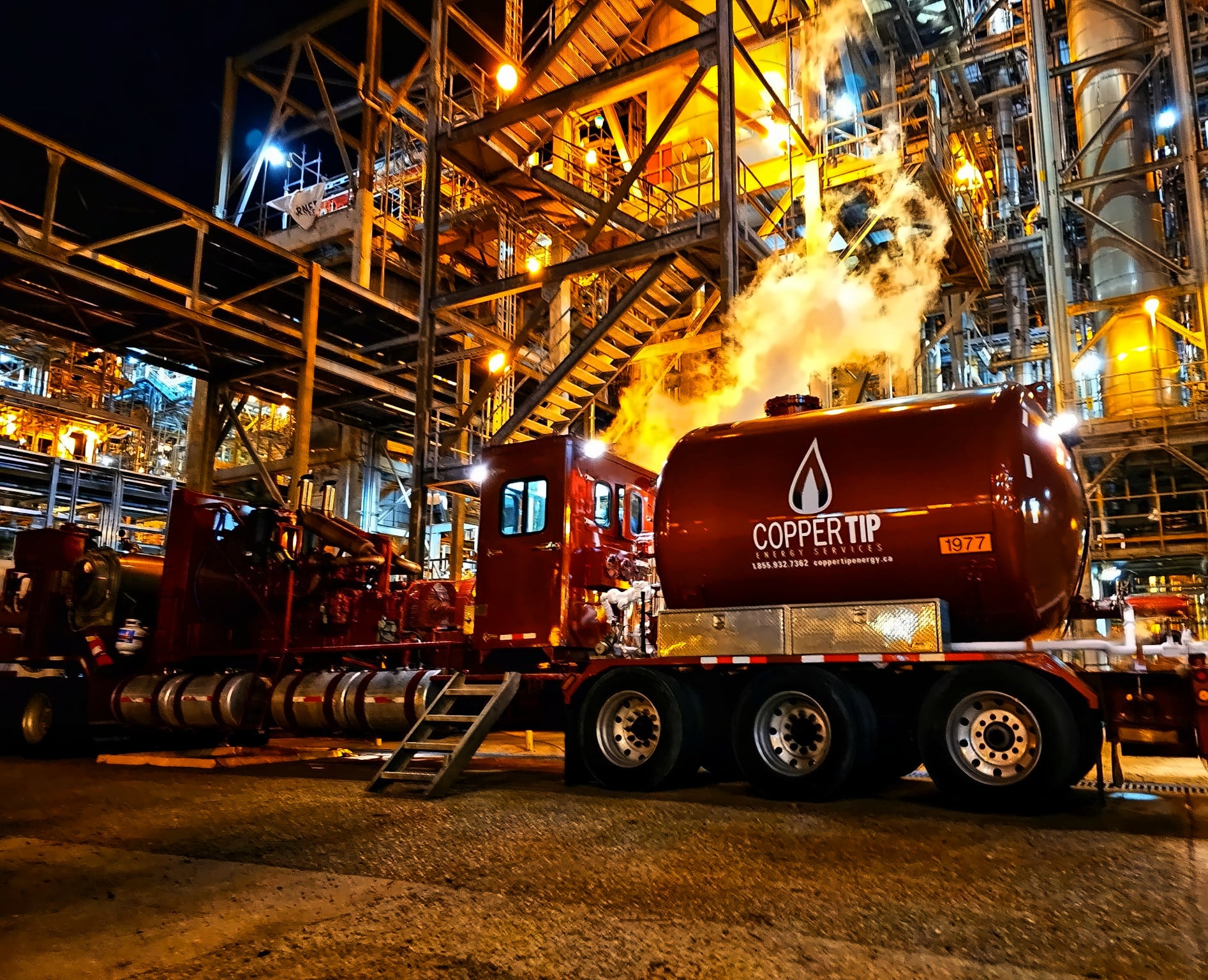 Copper Tip Energy Services fluid pumping unit on night dispatch